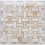 White Onyx Basketweave Polished Mosaic  with White Onyx Dots